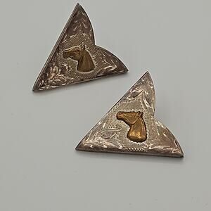 Don Ricardo Silver Collar Tips with Bronze Horse Heads